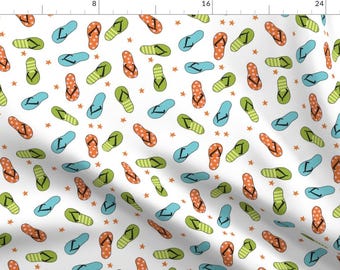 Beach Fabric - Flip Flop Sandals Summer Beach Sand Fabric Brights By Andrea Lauren - Summer Cotton Fabric by the yard with Spoonflower