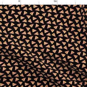 Tiny Scale Pizza Slice Fabric - Pizza Slice Black Food By Littlearrowdesign - Ditzy Scale Mask Cotton Fabric By The Yard With Spoonflower