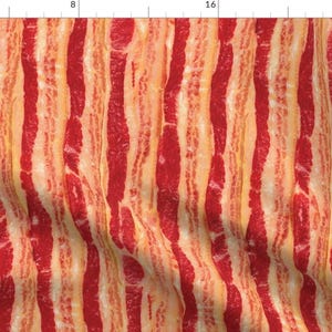 Bacon Fabric - Bacon Slabs By Xoxotique - Bacon Stripes Cotton Fabric By The Yard With Spoonflower