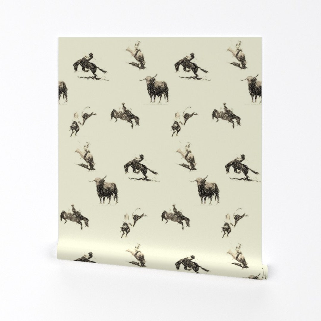 Rodeo Wallpaper Ride'm Cowboy Toile1 by Redmares Bucking Bronco Custom ...