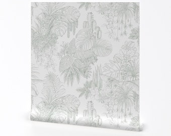 Papier peint toile de la jungle - Urban Jungle By Simut - Rouleau de papier peint auto-adhésif amovible imprimé personnalisé vert toile de jungle par Spoonflower
