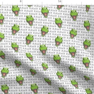 Dinosaur Fabric - Tyrannosaurus Rex Rawr Grey Dinosaur Trex Lad19 By Littlearrowdesign- Green Boys T-Rex Cotton Fabric with Spoonflower