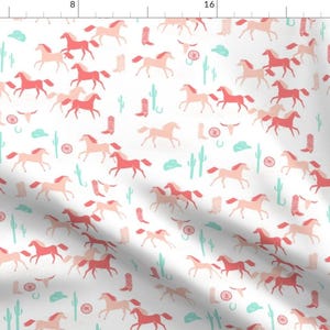 Horses Fabric - Southwest Baby Girl // Horses Cactus Cowgirl By Andrea Lauren - Horses Cactus Cotton Fabric By The Yard With Spoonflower