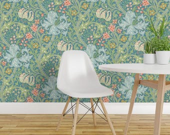 Victorian Floral Wallpaper - Golden Lily ~ Original By Peacoquettedesigns - Custom Printed Removable Adhesive Wallpaper Roll by Spoonflower