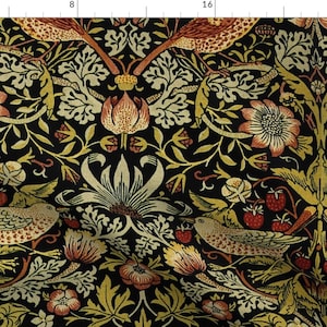 William Morris Fabric - Strawberry Thief by peacoquettedesigns - Traditional Victorian Woven Look Fabric by the Yard by Spoonflower