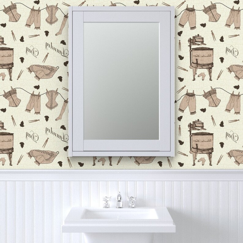 Laundry Room Wallpaper Vintage Laundry Day by Jabiroo Etsy