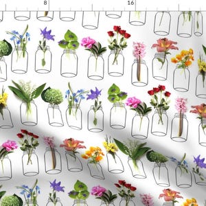Rainbow Fabric - A Floral Rainbow In The Garden By Irishvikingdesigns - Rainbow Botanical Green Cotton Fabric By The Yard With Spoonflower