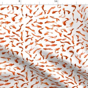 Orange Watercolor Koi Fish Fabric - Koi Fishes By Tasiania - Watercolor Koi Pond Home Decor Cotton Fabric By The Yard With Spoonflower