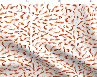 Orange Watercolor Koi Fish Fabric - Koi Fishes By Tasiania - Watercolor Koi Pond Home Decor Cotton Fabric By The Yard With Spoonflower