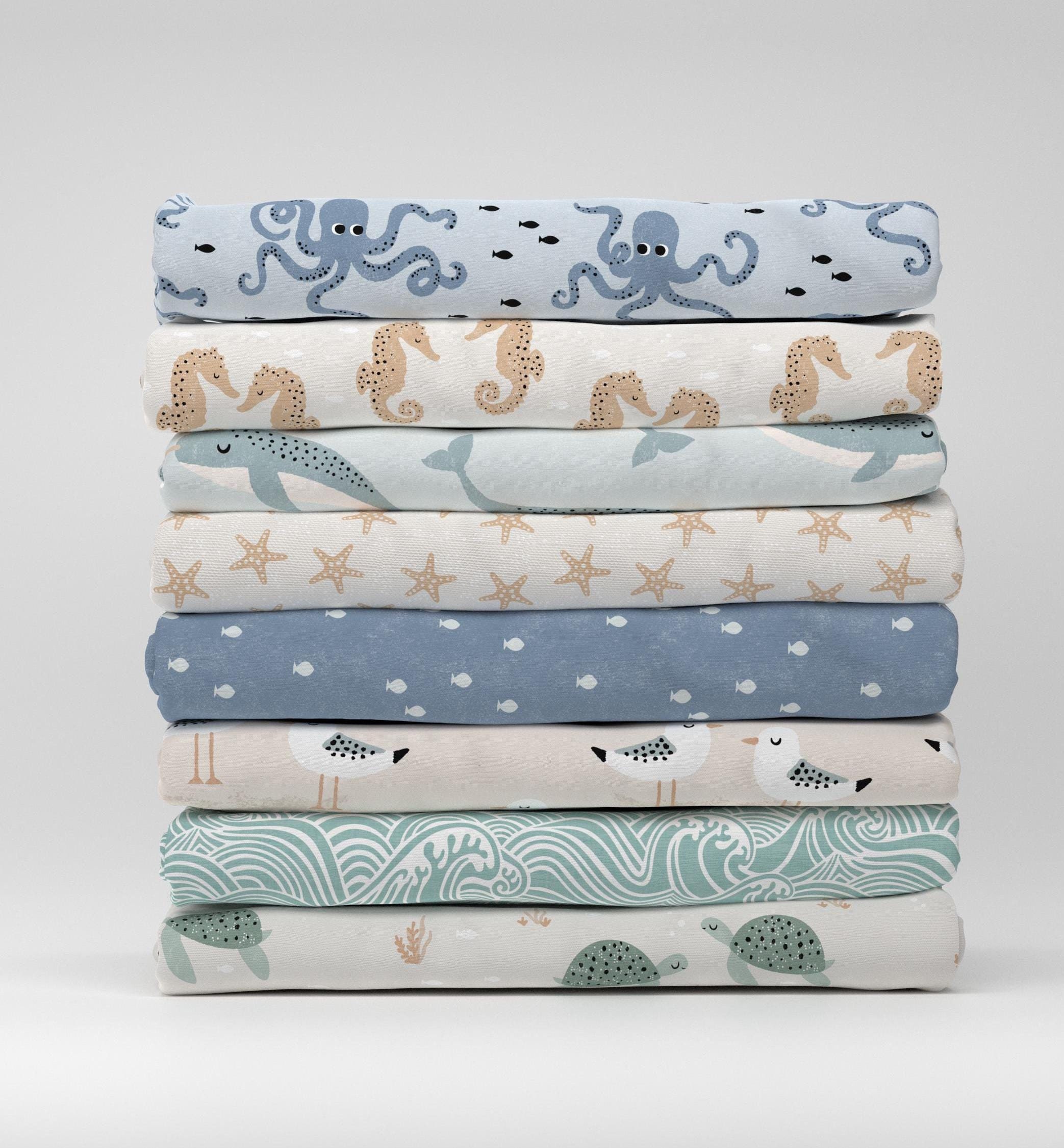 Coastal Baby Cotton Fat Quarters - Pastel Neutral Beach Whimsical Kids Collection Signature Cotton Mix & Match Fat Quarters - Spoonflower