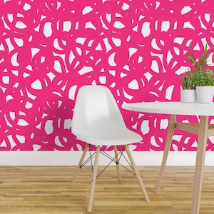 Pink Doodle Wallpaper - Freestyle Graffiti Pink By Domesticate - Pink Custom Printed Removable Self Adhesive Wallpaper Roll by Spoonflower