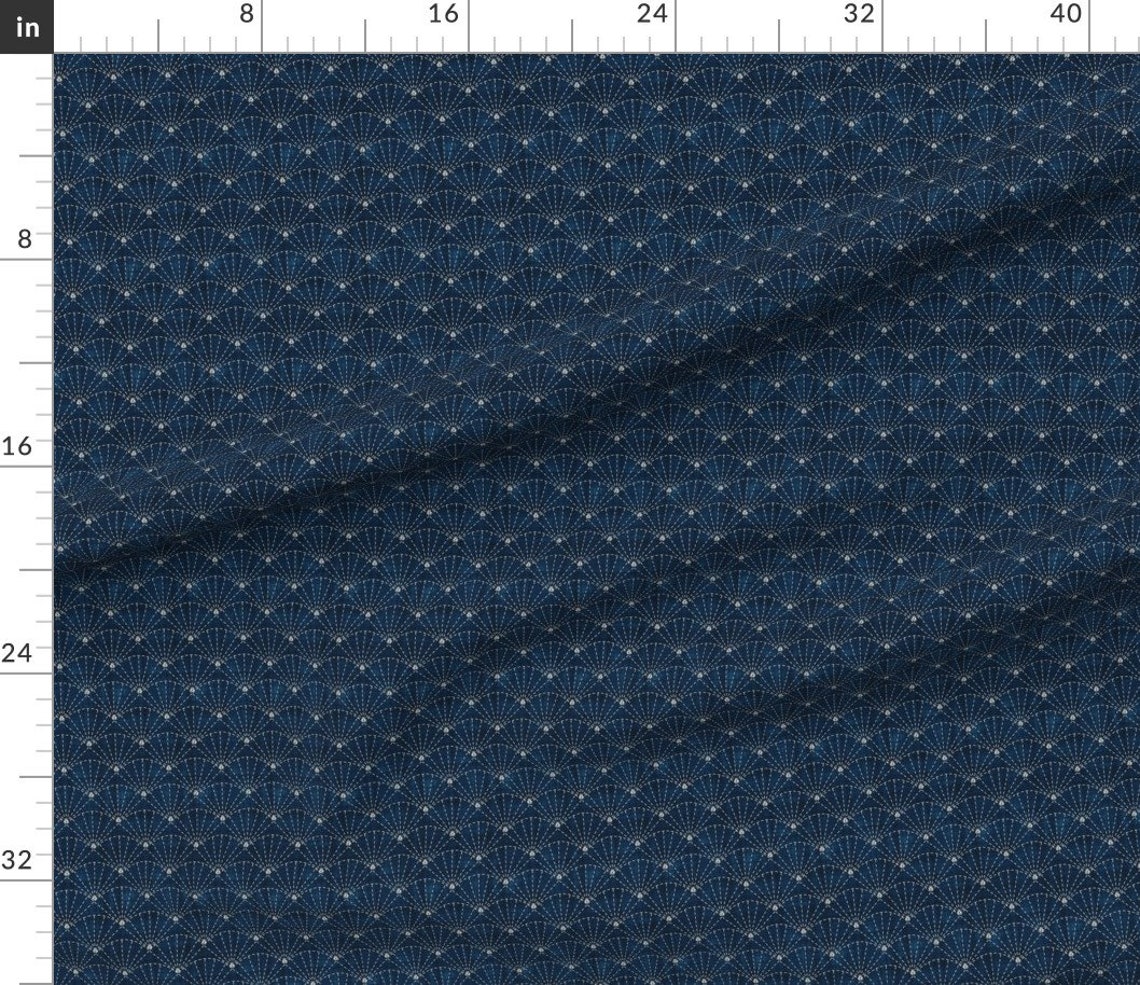Sashiko Fabric Sashiko Uchiwa Fans by Bonnie Phantasm Blue - Etsy