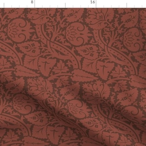 Monochrome Red Damask Fabric - Damask 6a By Muhlenkott - Damask Botanical Ornate Floral Plants Cotton Fabric By The Yard With Spoonflower