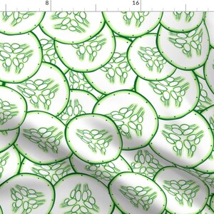 Cucumber Illustration Fabric - Cucumber Slices By Katerina Kirilova - Cucumber Vegetables Cotton Fabric By The Yard With Spoonflower