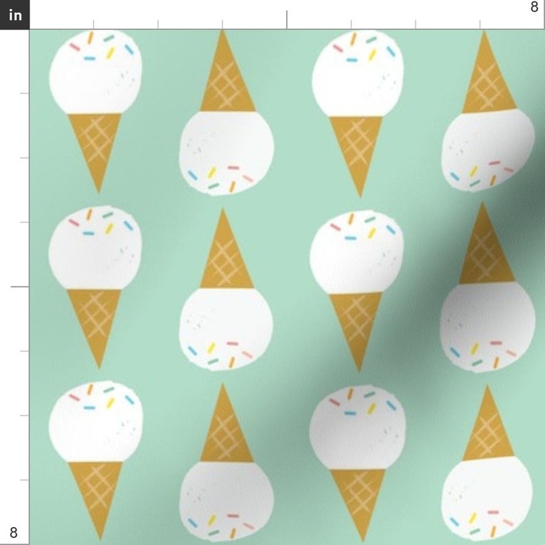 Ice Cream Cone Fabric Vanilla Please Mint by Etsy