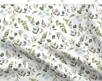 Earth Tone Leaves Botanical Fabric - Earth Tone Eucalyptus // White By Hipkiddesigns - Earth Tone Cotton Fabric By The Yard With Spoonflower