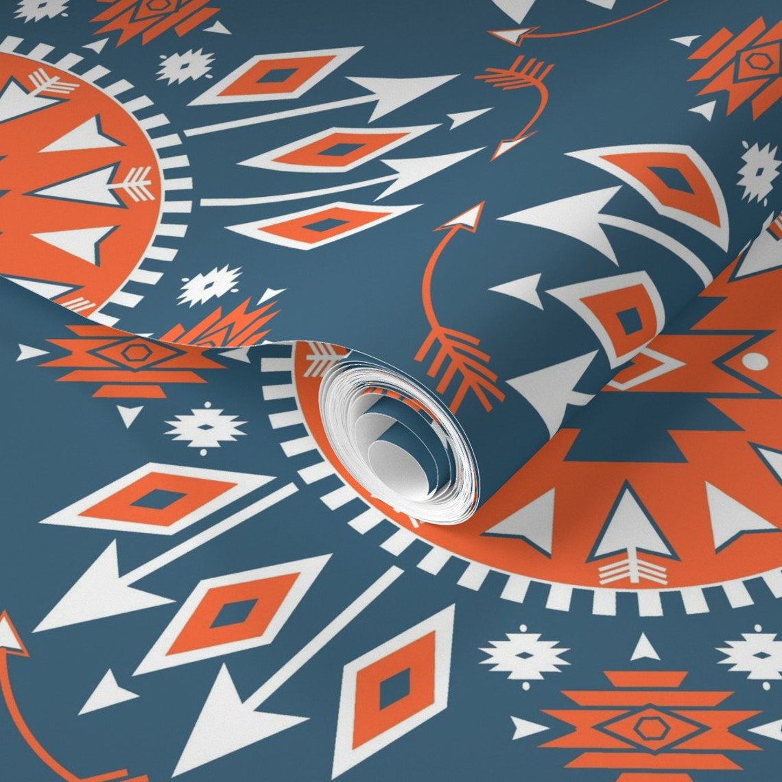 Arrow Wallpaper Navajo Arrows by Fable Design Arrow Blue - Etsy