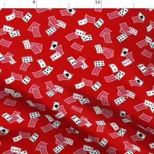 Cards Fabric - 52 Pick-Up By Siya - Card Game Red Poker Casino Gamble Playing Cards Cotton Fabric By The Yard With Spoonflower