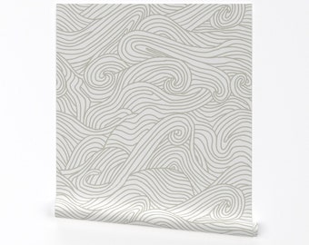 Papier peint vagues - vagues de l'océan qui culbutent par Abby-Shenker - rouleau de papier peint auto-adhésif amovible blanc tourbillonnant, plage par Spoonflower