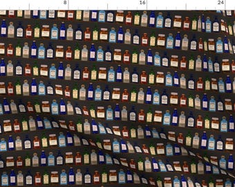 Apothecary Fabric - Apothecary By Sveta Aho - Vintage Antique Pharmacy Bottles Pills Medicine Cotton Fabric By The Yard With Spoonflower