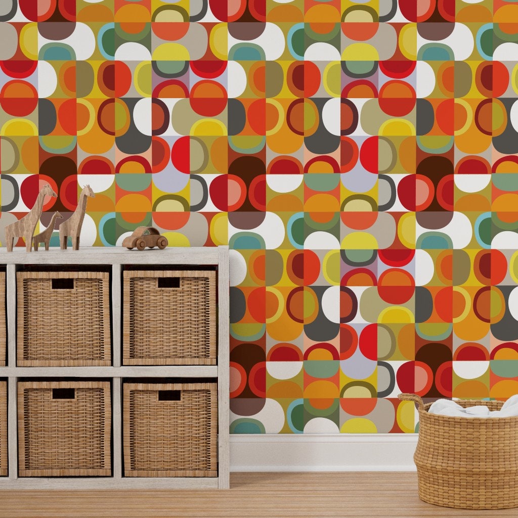 Mod Wallpaper Juicy Lime Squeeze by Kurtcyr Bauhaus Modern - Etsy