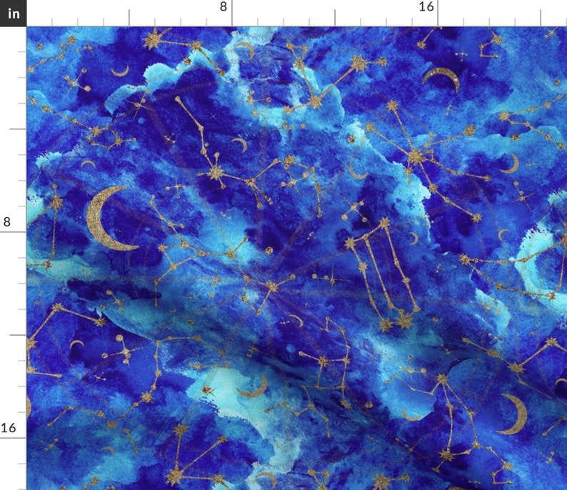 Blue Galaxy Zodiac Fabric Celestial Zodiac Constellations in Etsy