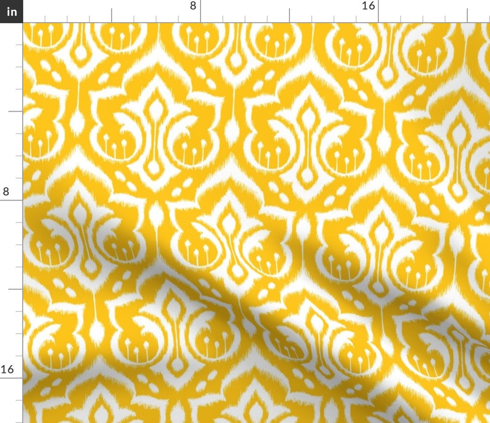 Yellow Damask Fabric Ikat Damask Golden Rod By Pattysloniger Etsy