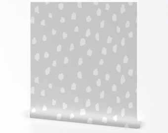 Gray Wallpaper - Jumbo Scattered Marks White Cool Gray By Erin Kendal - Custom Printed Removable Self Adhesive Wallpaper Roll by Spoonflower