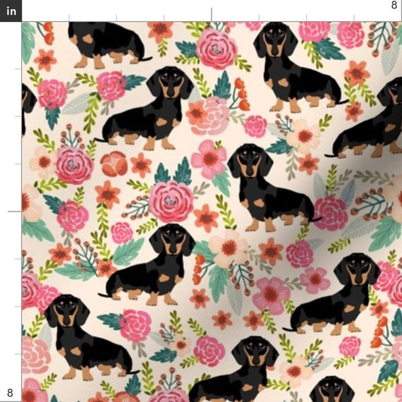 DACHSHUND WHITE Sewing Covering Curtain Home Deco Fabric 100/%Cotton 1Yard