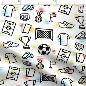 Soccer Fabric - Football by vilmosvarga - Jersey Football Team Goalie Footy Pitch Soccer Ball Fabric by the Yard by Spoonflower