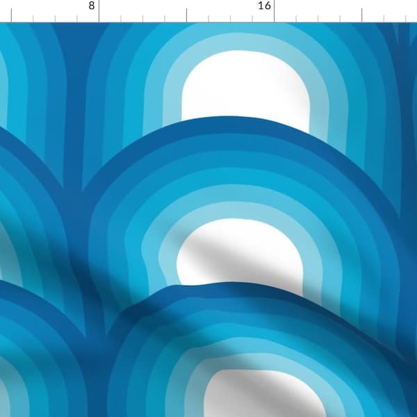 Blue Stripes Fabric - Arches // Ocean By Circa78designs - Blue Stripes Arches Retro Home Decor Cotton Fabric By The Yard With Spoonflower