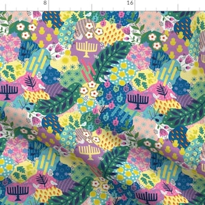 Maximalist Hanukkah Fabric - Hanukkah To The Max by lellobird - Colorful Cheerful Hanukkah Star Of David  Fabric by the Yard by Spoonflower