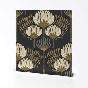 Hollywood Regency Removable Peel and Stick Wallpaper - Neutral Floral - Wall Art Wall Decor - 1920 Blossom Floral by nancy_bradham