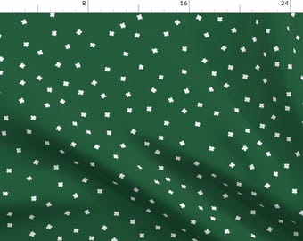 Green Fabric - Clover Dots - Green White By Shelbyallison - Green St. Patrick's Day Cotton Fabric By The Yard With Spoonflower