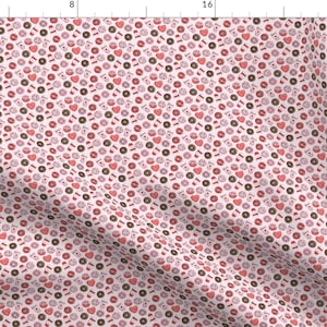 Donuts Pink Dessert Fabric - Donuts And Coffee - Valentines Day C18bs By Littlearrowdesign - Pink Cotton Fabric By The Yard With Spoonflower