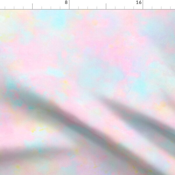 Tie-Dye Fabric - Pastel Cloud Tie-Dye By Corasofia - Tie-Dye Easter Pale Pink Blue Yellow Muted Cotton Fabric By The Yard With Spoonflower