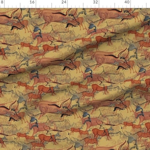 Hand Drawn Fabric - Ox Cave Paintings Medium By Wyrdandwitchy - 2021 Lunar new year cows cattle Cotton Fabric By The Yard With Spoonflower Bild 2