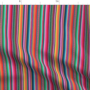 Serape Fabric - Mexican Blanket By Anchored By Love - Mexican Blanket Striped Rainbow Colorful Cotton Fabric By The Yard With Spoonflower