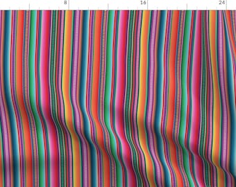 Serape Fabric - Mexican Blanket By Anchored By Love - Mexican Blanket Striped Rainbow Colorful Cotton Fabric By The Yard With Spoonflower