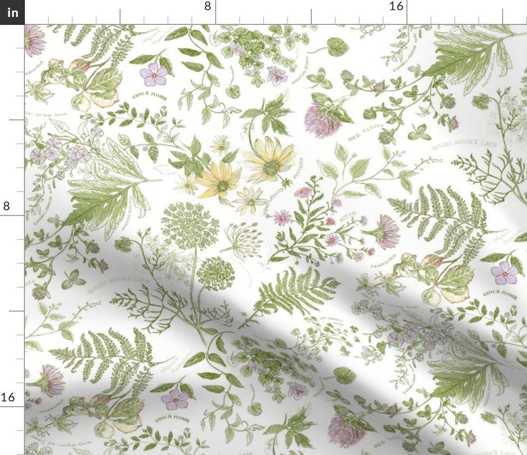 Botanical Fabric Wild Summer Botanical by Gartmanstudio - Etsy
