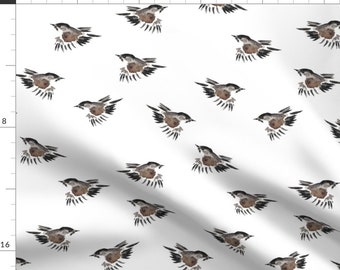 Bird Fabric - Little Sparrow By Wrensroost - Bird Watercolor Minimalist Wings Fly Cotton Fabric By The Yard With Spoonflower