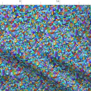 Multicolor Fabric - Colorful Stained Glass Inspired Mosaic By Inspirationz Geometric Tangrams - Cotton Fabric By The Yard With Spoonflower