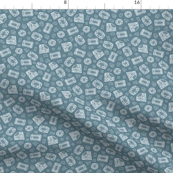 Blue Gem Fabric - Xray Gems By Bubbledog - Geometric Diamond Gems Cotton Fabric By The Yard With Spoonflower