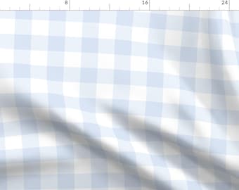 Light Blue Plaid Fabric - Blue Gingham by dept_6 - Buffalo Check Pastel Blue Baby Blue White Cottagecore Fabric by the Yard by Spoonflower