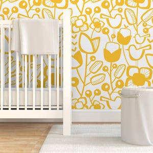 Scandi Wallpaper - Jumbo Scandinavian Garden By Mariana Valladares - Yellow Flowers Removable Self Adhesive Wallpaper Roll by Spoonflower image 6
