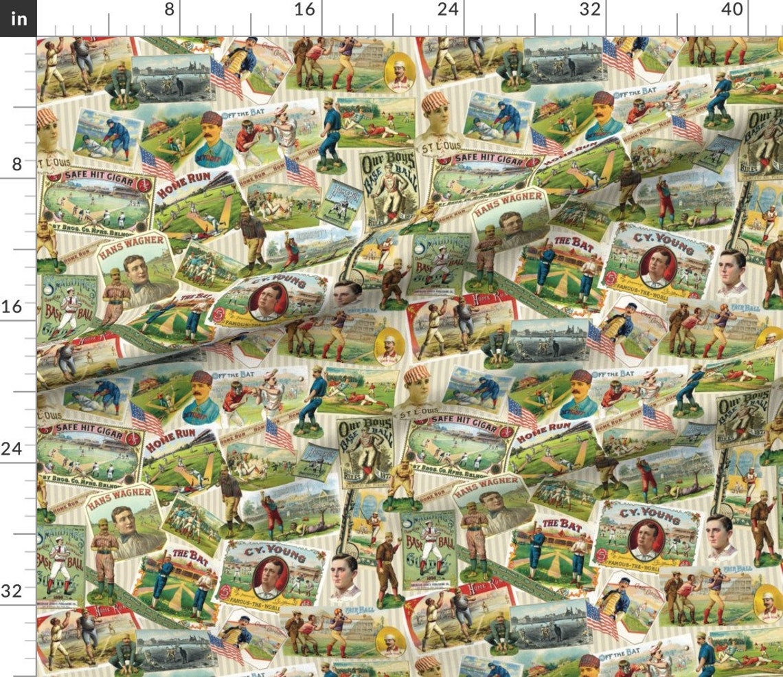 Vintage Baseball Fabric Vintage Baseball by Carolyn Grossman - Etsy