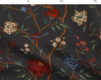 Historic Floral Fabric - Bloomsbury Floral ~ Birmingham By Peacoquettedesigns - Historic Floral Cotton Fabric By The Yard With Spoonflower
