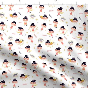 Superhero Fabric - Girls Can Be Heroes Too By Ewa Brzozowska - Pink Girl Superhero Girl Power Cotton Fabric By The Yard With Spoonflower