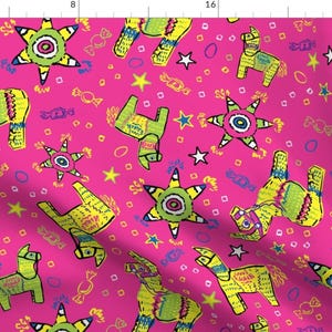 Festive Pink Pinata Fabric - Pop Art Pinatas By Vinpauld - Summer Pinata Party Cotton Fabric By The Yard With Spoonflower