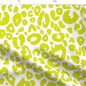 Chartreuse Cheetah Fabric - Cheetah Chic by theartwerks - Animal Print Leopard Palm Beach Maximalist Fabric by the Yard by Spoonflower
